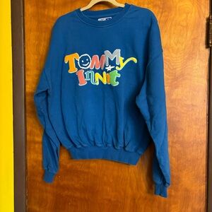 Tommy Innit '21 Mens Blue Multicolor Crewneck Medium Sweatshirt Youtuber Fuzzy